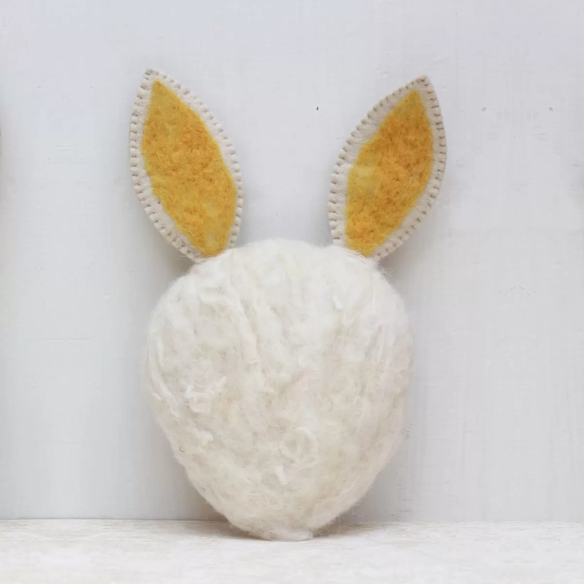 De Kulture Handmade Premium Wool Felt Large Bunny Face Eco Friendly Needle Felted Stuffed Easter Ornament Ideal for Home Office Party Decoration Holiday Décor,7x2x12 (LWH) Inches, White